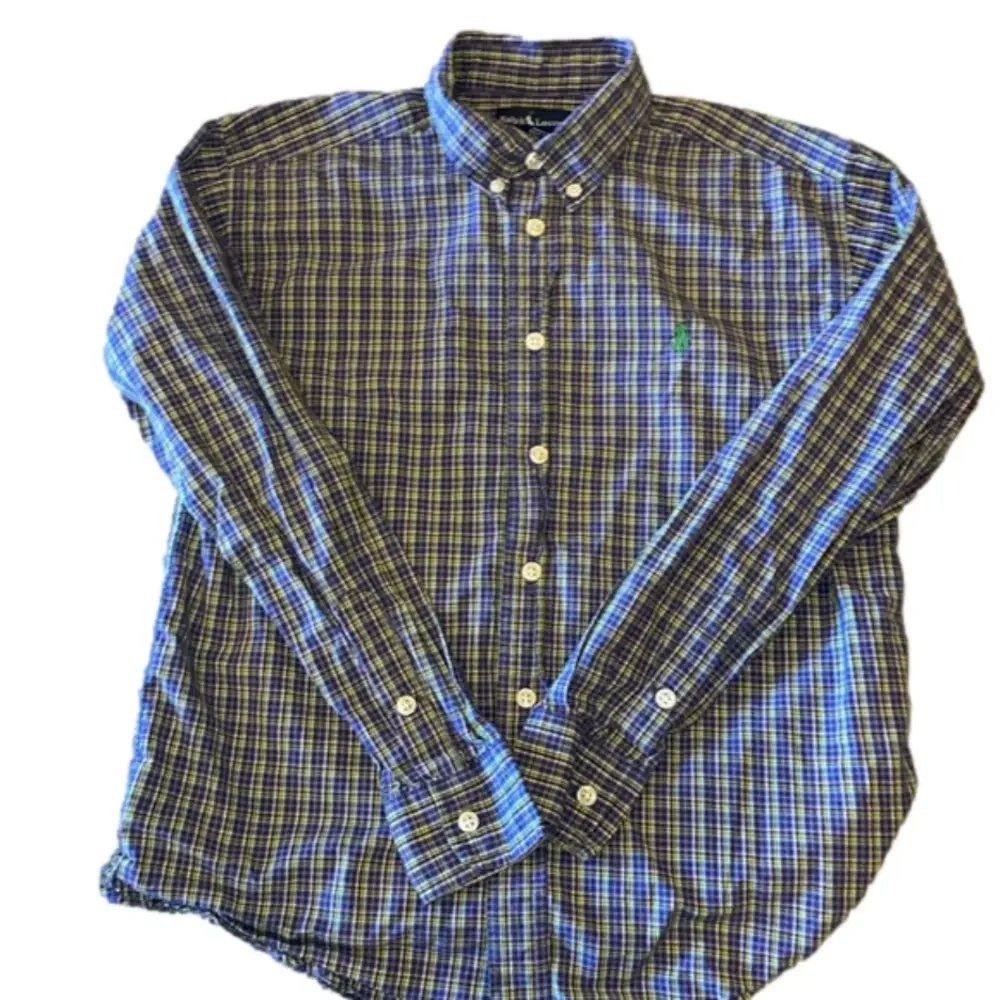 Ralph Lauren Kids Medium Blue, Yellow, Red Plaid Long Sleeve Button Down Shirt
